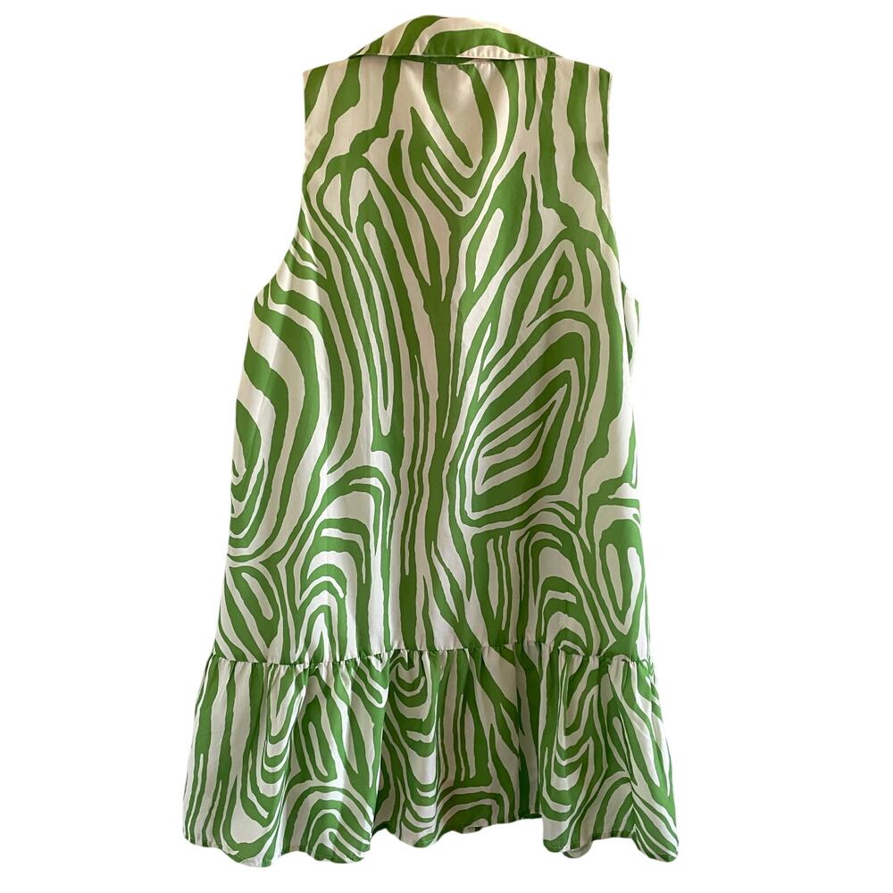 Thml Green Zebra Print Sleeveless Button Front Ru… - image 6